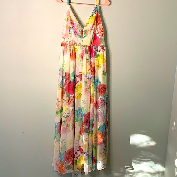 torrid Dresses & Skirts - Torrid- Floral pleated Chiffon Maxi dress, v-neck, adjustable straps, v …